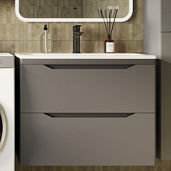 Style Line Тумба с раковиной Марелла 70 Люкс Plus антискрейтч подвесная серая матовая – фотография-1